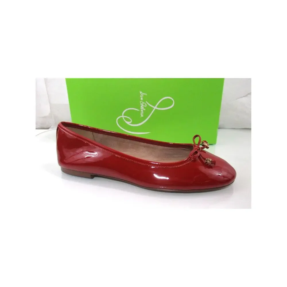 Sam Edelman Felicia Bow Detail Ballet Flat Shoes Lux Red Patent Size 7.5